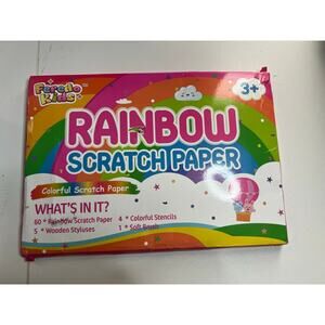 FEREDO KIDS SCRATCH PAPER RAINBOW PAPER STYLUSES STENCIL AND BRUSH NIB